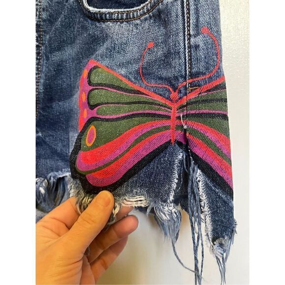 Free People Fields of Sun Boulder Beach Butterfly Frayed Denim Short 27 - Picture 11 of 16